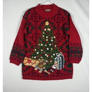 Vintage HEIRLOOM COLLECTIBLES Embroidered Embellished Ugly Christmas Sweater M
